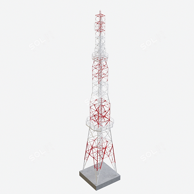 Metal Electric Tower - 50m Height 3D model image 1