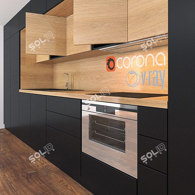 Modern Kitchen Furniture Set 3D model image 2