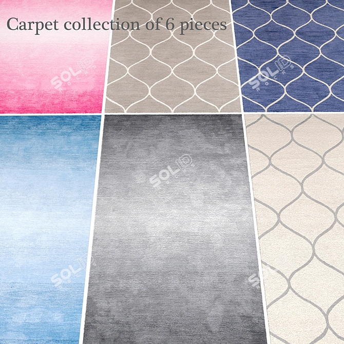 6-Piece Carpet Collection: Arden Hand-tufted Wool Rug + nuLOOM Handmade Modern Solid Ombre Multi Rug 3D model image 1