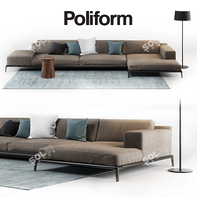 Modern Poliform Park Sofa Set 3D model image 1