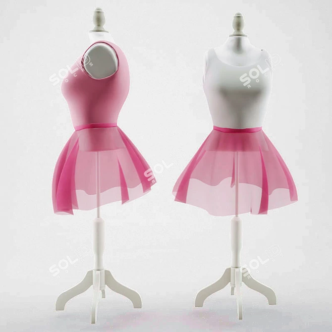 Elegant Danseuse Pink/White Mannequin 3D model image 1