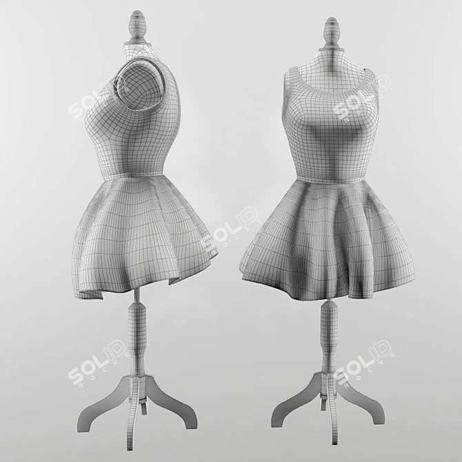 Elegant Danseuse Pink/White Mannequin 3D model image 2