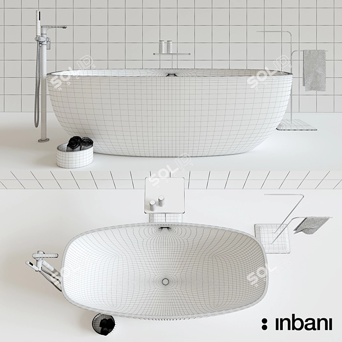 Luxury Inbani Temple Bathtub 3D model image 2