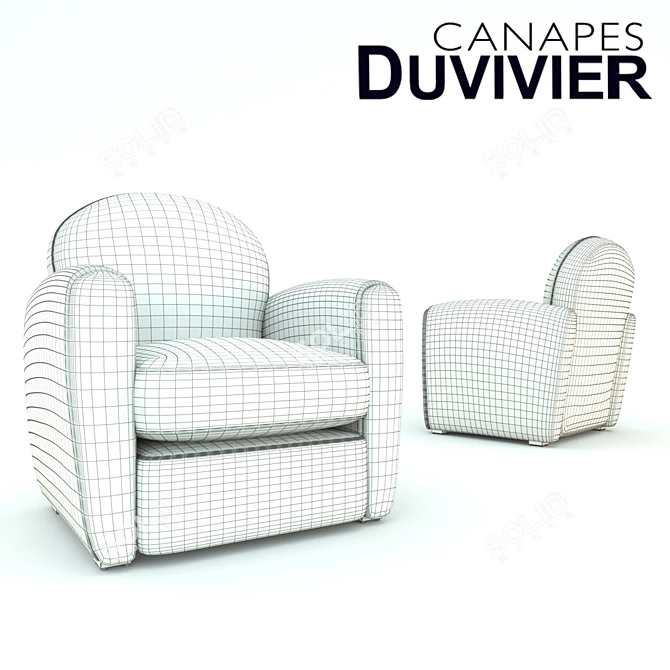 Elegant Leather Club Armchair 3D model image 3