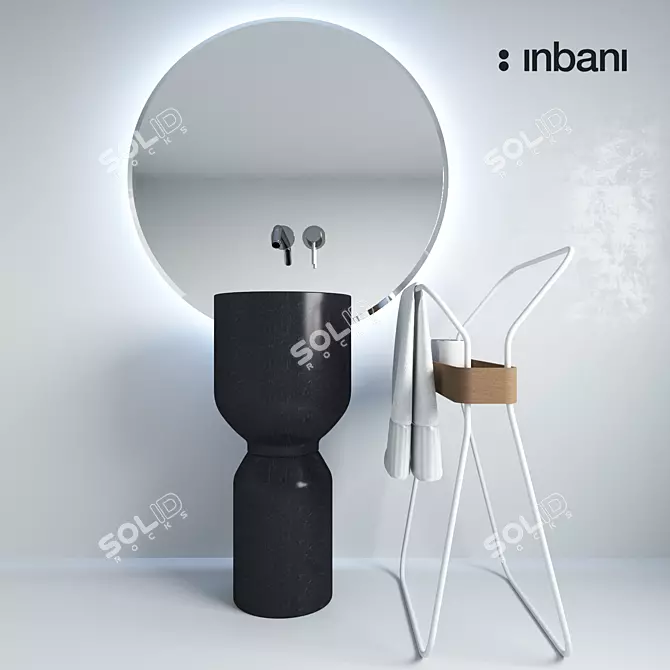 Inbani ORIGIN OG002 Black Marble Bathroom Vanity 3D model image 1