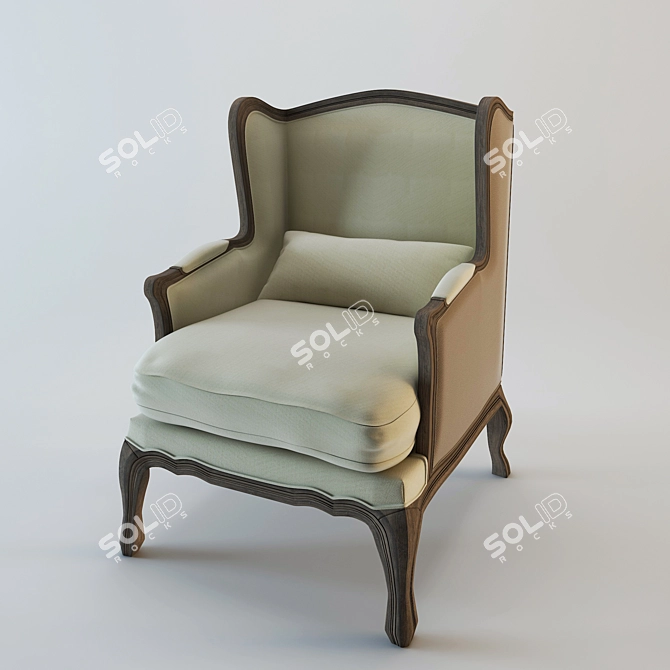 Title: Elegant Lorraine Burlap Armchair 3D model image 1
