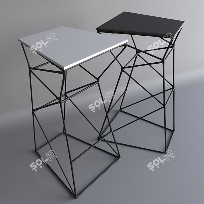 Sleek Metal Bar Stool 3D model image 1