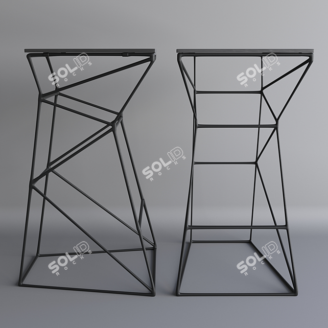 Sleek Metal Bar Stool 3D model image 2