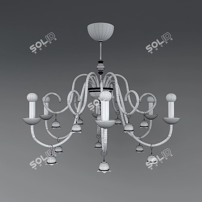 Transparent Chandelier with Crystal Accents 3D model image 2