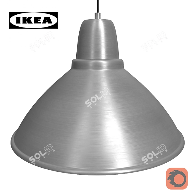 Sleek Aluminum Pendant Lamp 3D model image 2