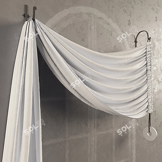 Product Title: Asymmetrical Curtain with Counterweight 3D model image 2