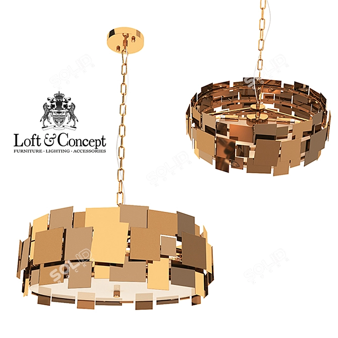 Golden Plate Chandelier 4-Light 3D model image 1