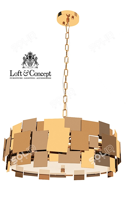 Golden Plate Chandelier 4-Light 3D model image 2