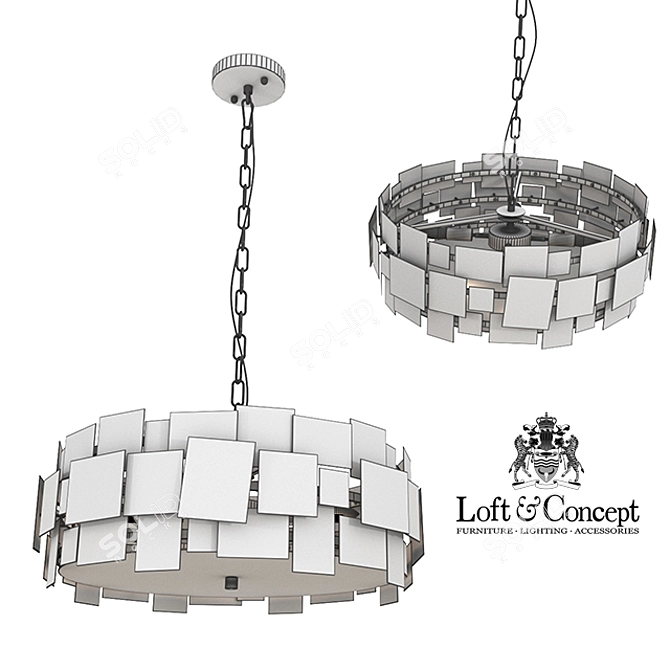 Golden Plate Chandelier 4-Light 3D model image 3