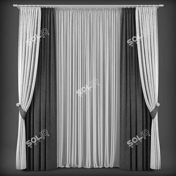 Elegant Window Curtains 3D model image 1
