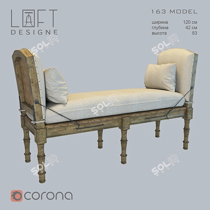 Modern Loftdesigne Model 163 - Stylish Wooden Bench 3D model image 1