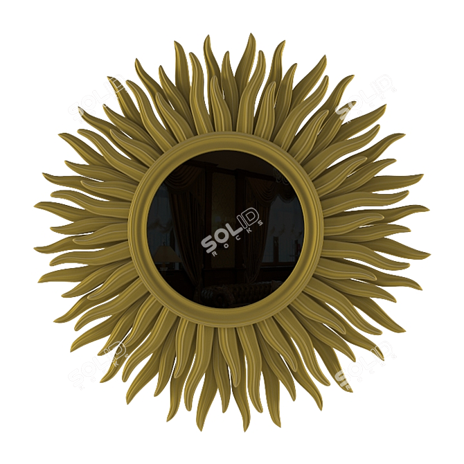 Sunburst Wooden Wall Mirror by Chelini 3D model image 1