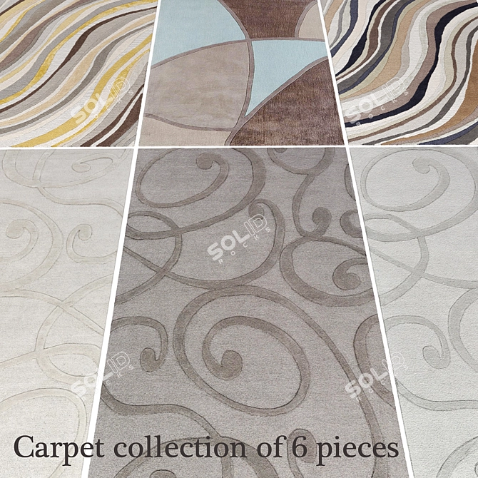 6-Piece Hand-Tufted Carpet Collection 3D model image 1