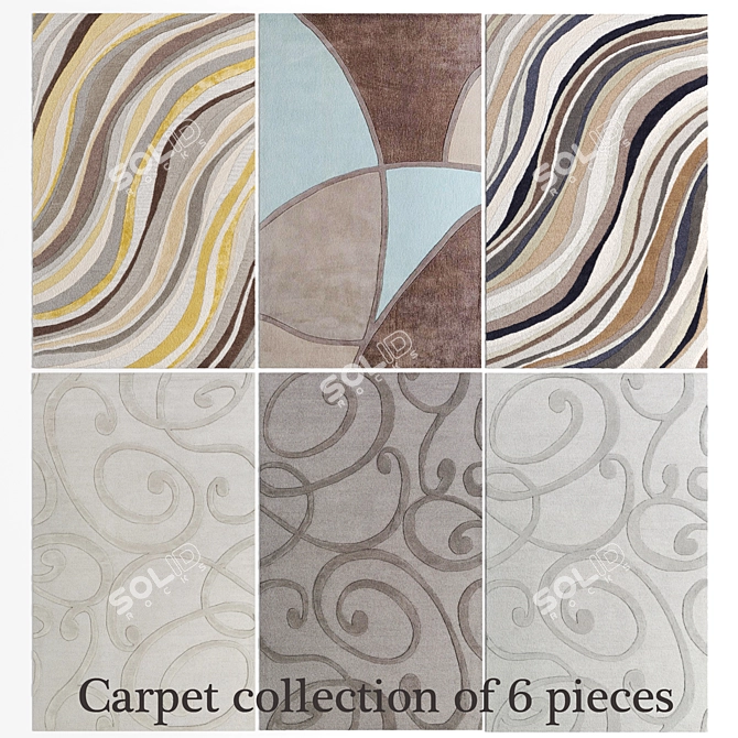 6-Piece Hand-Tufted Carpet Collection 3D model image 2