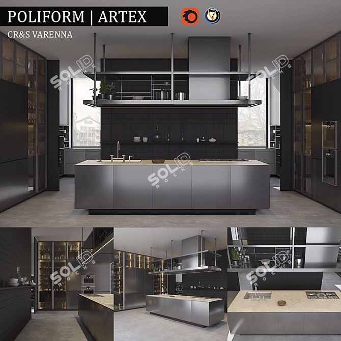 Poliform Varenna Artex: Contemporary Kitchen Solution 3D model image 1