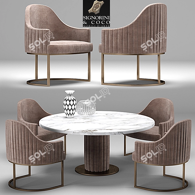 Elegant Desk-Chair Isabel 3D model image 1