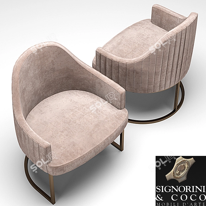 Elegant Desk-Chair Isabel 3D model image 2