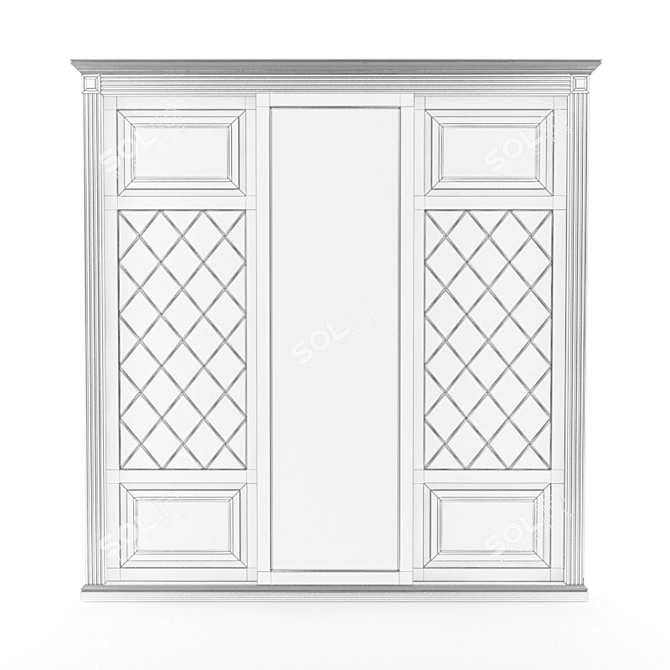 Classic Mirror-Faceted Wardrobe 3D model image 2