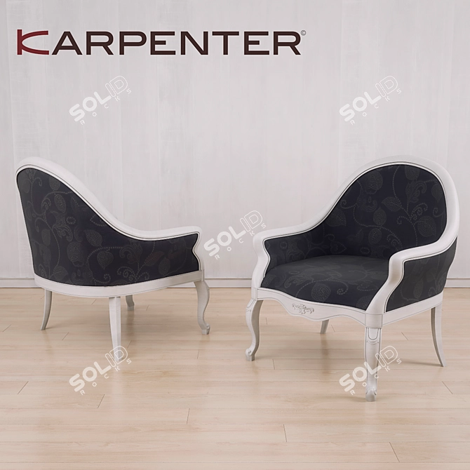 Modern Wooden Armchair 3D model image 2