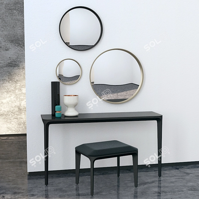 Slim Console and Mirror Set 3D model image 1