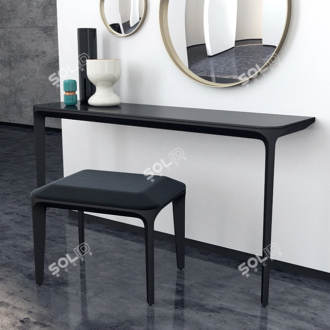 Slim Console and Mirror Set 3D model image 2