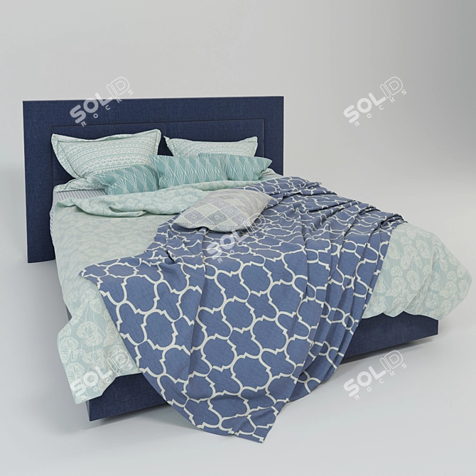 Luxury Super Queen Bed Set 3D model image 2
