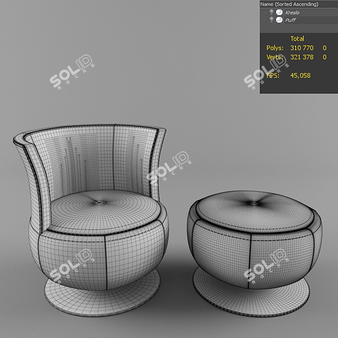 Modern Formenti Footrest & Chair 3D model image 2