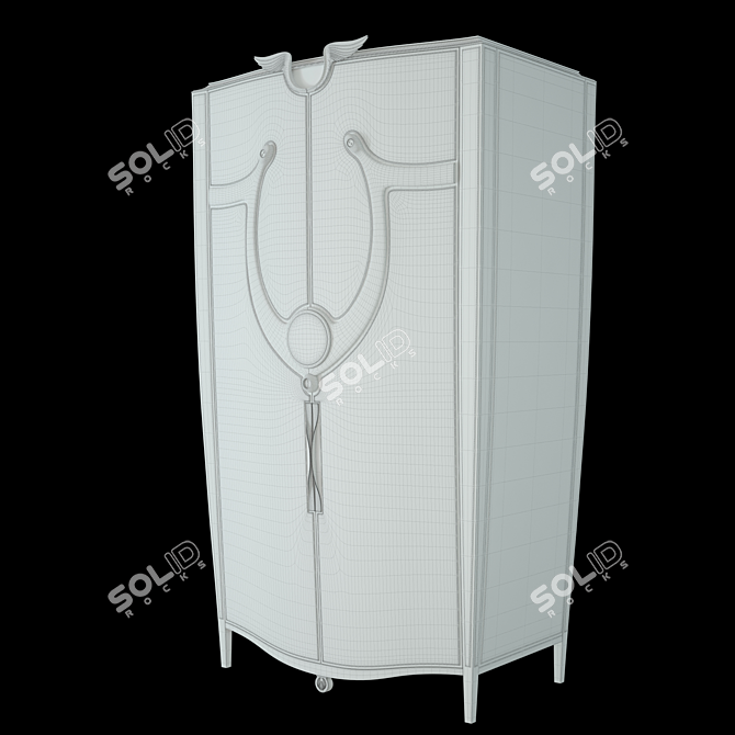 Luxury Noir Leather-Inlaid Wardrobe 3D model image 2