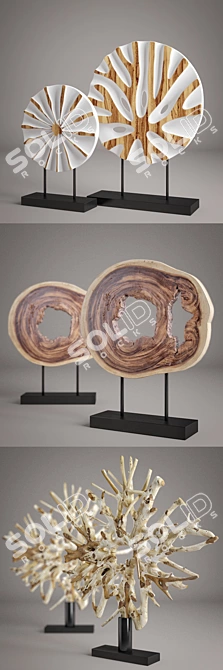 Rustic Wood Decor Set 3D model image 2