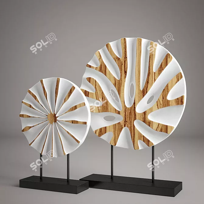 Rustic Wood Decor Set 3D model image 4