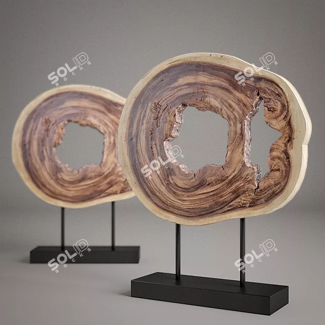 Rustic Wood Decor Set 3D model image 6