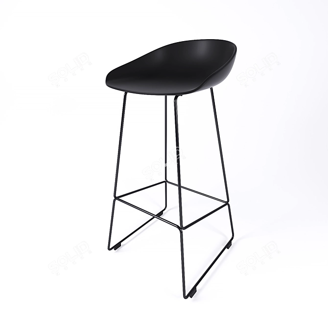 Sleek Metal Bar Stool 3D model image 1