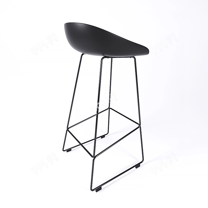 Sleek Metal Bar Stool 3D model image 2