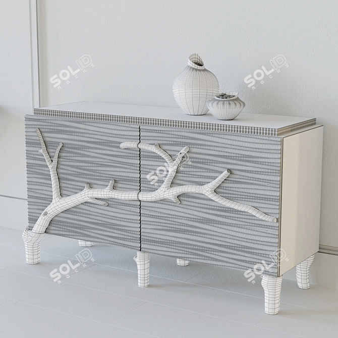 Silver Branch Cabinet with Vases 3D model image 3