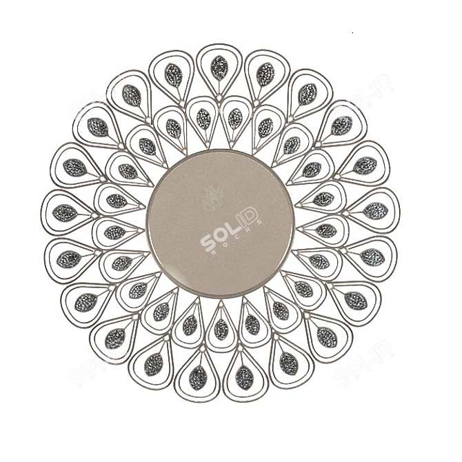 Elegant Crystal-Embellished Wall Mirror 3D model image 1