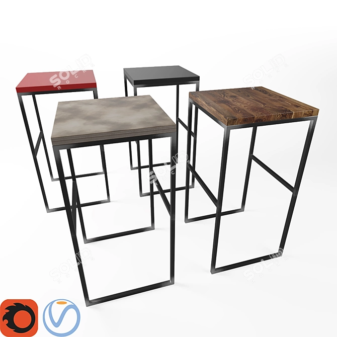 Archpole High Metal Bar Stool 3D model image 2