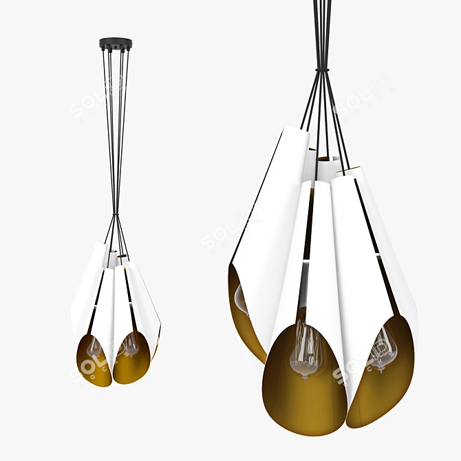 Calyx White/Gold Pendant Lamp 3D model image 1