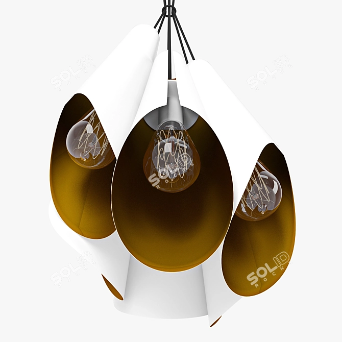 Calyx White/Gold Pendant Lamp 3D model image 2
