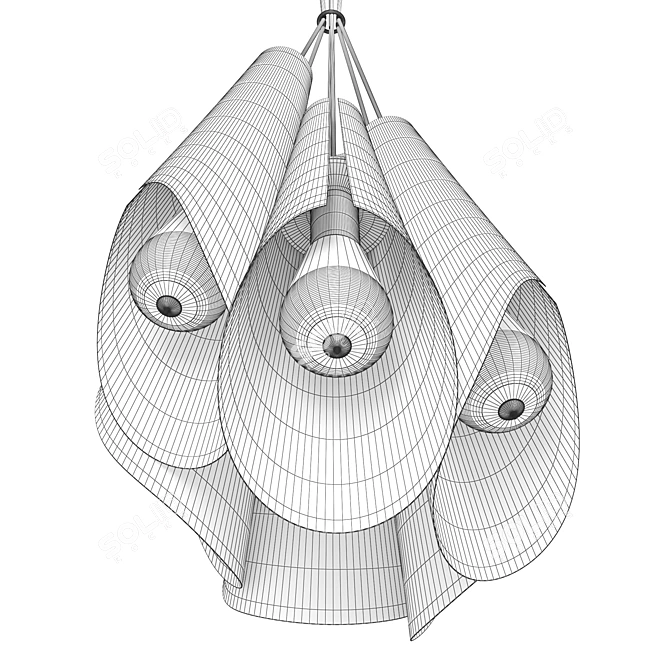Calyx White/Gold Pendant Lamp 3D model image 3