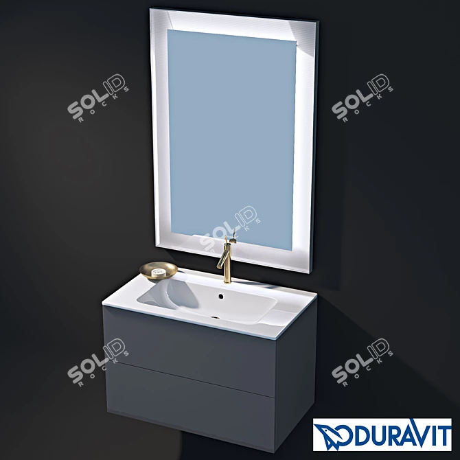 Duravit L-cube Sink Stand & Mirror 3D model image 1