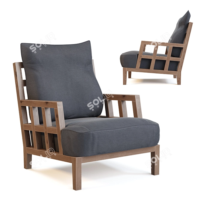 LoftDesign 3762: Stylish Wooden Armchair 3D model image 1