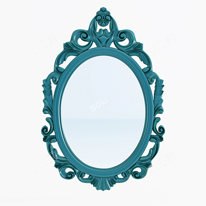Elegant Baroque Oval Mirror 3D model image 1