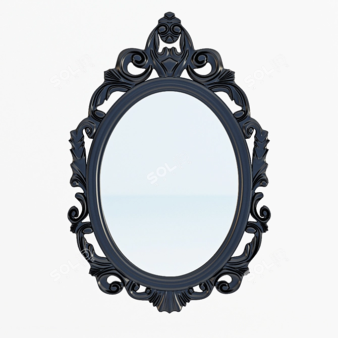 Elegant Baroque Oval Mirror 3D model image 2