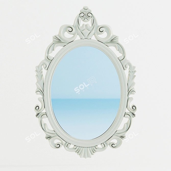 Elegant Baroque Oval Mirror 3D model image 3