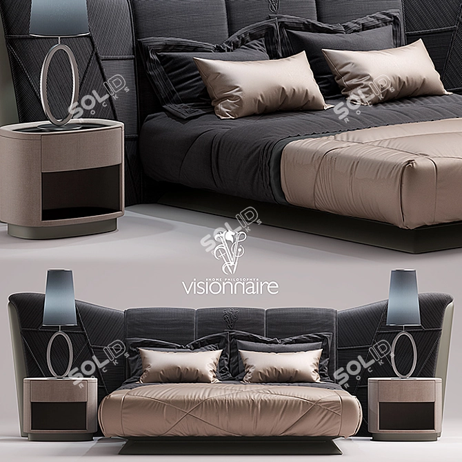 Elegant Plaza Bed Design 3D model image 1